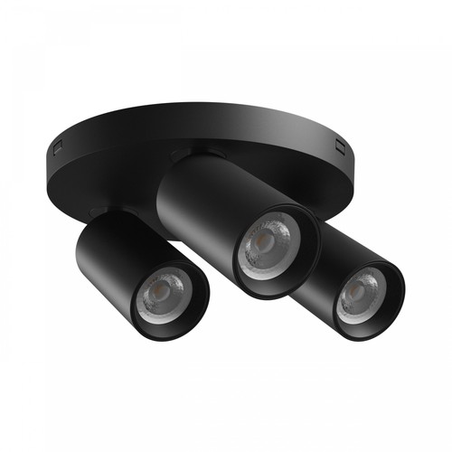 Ronde plafondlamp met 3 spots, GU10 - Zwart, Ø22cm, IP20 binnen, zonder lichtbron
