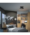 Plafondlamp met 2x2 spots, GU10 - Zwart, IP20 binnen, zonder lichtbron