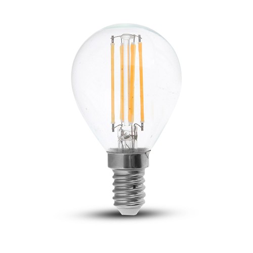 E14 4W LED filament lamp - P45, helder, warm wit, 400lm