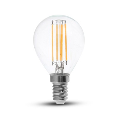 E14 4W LED filament lamp - P45, helder, warm wit, 400lm
