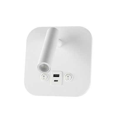 8W LED bed-wandlamp met USB/PD opladen - CREE chip, 3000K, wit, incl. lichtbron