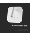 8W LED bed-wandlamp met USB/PD opladen - CREE chip, 3000K, wit, incl. lichtbron
