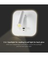 8W LED bed-wandlamp met USB/PD opladen - CREE chip, 3000K, wit, incl. lichtbron