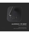 8W LED bed-wandlamp met USB-oplader - Zwart, 3000K, CREE chip, USB-A en USB-C