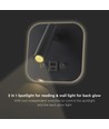 8W LED bed-wandlamp met USB-oplader - Zwart, 3000K, CREE chip, USB-A en USB-C