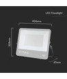 200W LED breedstraler met Samsung chip - 115lm/W, IP65, zwart, koud wit, buiten