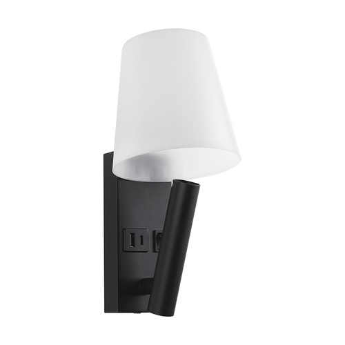 2W LED bedlamp / wandlamp met USB-oplader - Zwart, 3000K, CREE chip, IP20, modern design