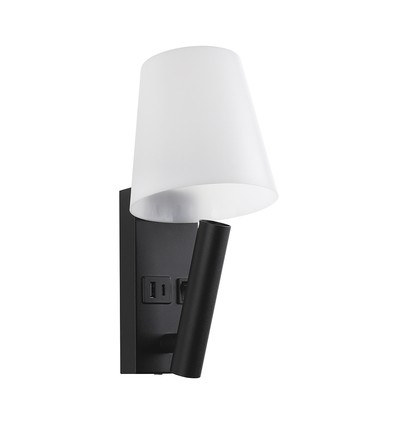 2W LED bedlamp / wandlamp met USB-oplader - Zwart, 3000K, CREE chip, IP20, modern design