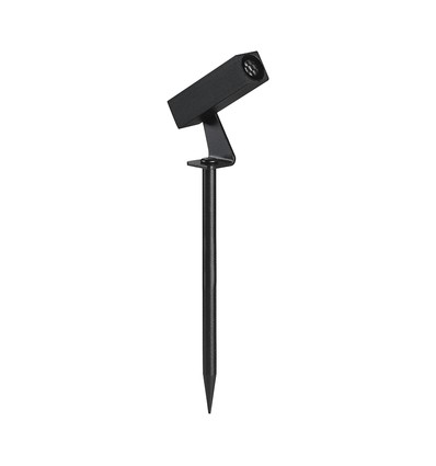 24V LED tuinspot met grondpen - 2W, IP65, zwart, vierkant, buiten, aluminium