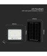 VT-104W LED-projector 100W - met zonnepaneel, CCT: 7in1, zwarte behuizing, batterij-indicator, IP65