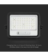 VT-104W LED-projector 100W - met zonnepaneel, CCT: 7in1, zwarte behuizing, batterij-indicator, IP65