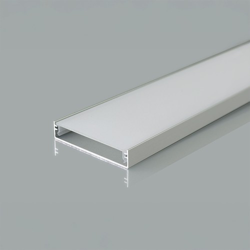 2m Alu profiel voor LED strips - 50x10 mm, zilver, mat cover, voor brede strips tot 48mm