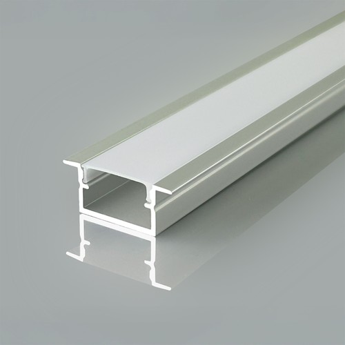 2m aluminium profiel montageset - Alu-kleur, 17x10mm, inbouw, incl. cover