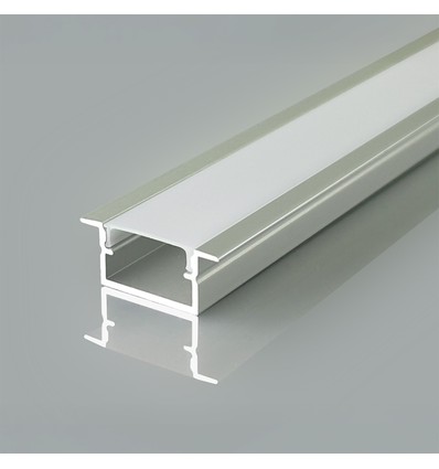 2m aluminium profiel montageset - Alu-kleur, 17x10mm, inbouw, incl. cover
