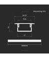 2m aluminium profiel montageset - Alu-kleur, 17x10mm, inbouw, incl. cover