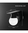 0,9W Solara wandlamp met zonnecel en afstandsbediening - CCT, IP54, zwart, bolvormig, buiten