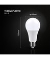 E27 15W LED lamp - A65, 1500lm, 200° stralingshoek, vervangt 100W
