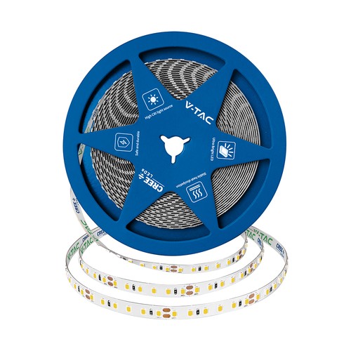 120 VT-2835 LED-lichtstrip 10W/m - Cree chip 3000K IP20 24V 8mm dubbel PCB (10m/rol) (prijs per meter)