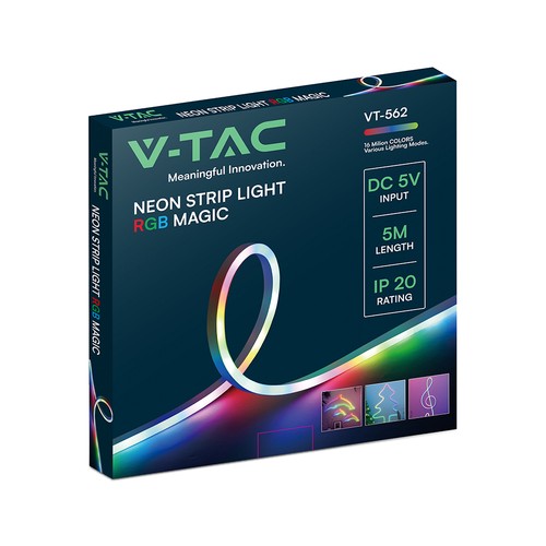 5m RGBIC Neon Flex LED-set - 5V USB, Bluetooth-app, afstandsbediening