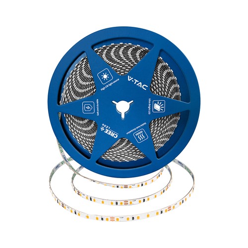 120 VT-2835 LED-lichtband 8W/m - Cree chip 6500K IP20 24V 5mm dubbele PCB (10m/rol) (prijs/m)