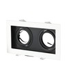Dubbele GU10 inbouwspot - Vierkant, wit/zwart, aluminium, zonder lichtbron