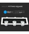 3xGU10 inbouwspot, vierkant - Wit/Zwart, aluminium, zonder lichtbron, gat: Ø256x85mm, afmetingen: 270x100mm