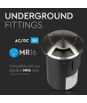 MR16 / GU5.3 grondspot, 12V - IP67, roestvrij staal, Ø8,7cm, zonder lichtbron