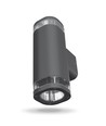 GU10 dubbele gevelarmatuur - IP54 buiten, grijs, up/down licht, zonder lichtbron