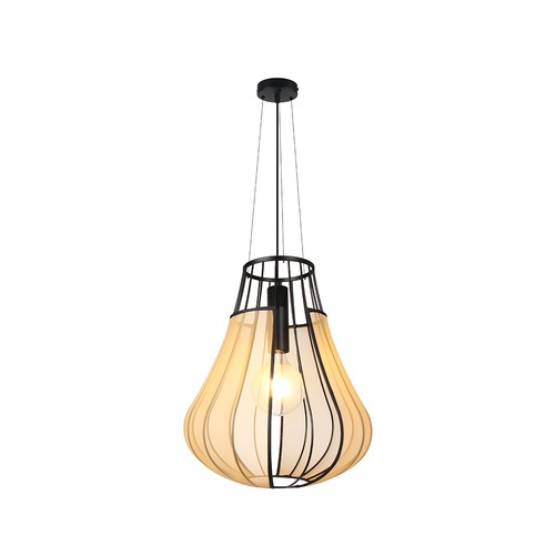 420x500 mm VT-89010 hanglamp E27 - decoratief, mat zwart met beige, metalen serie
