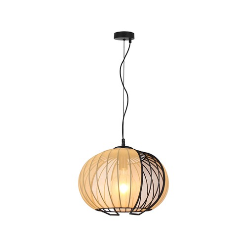 E27 Designer pendellamp - Ø40cm, Mat zwart en beige, zonder lichtbron