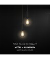 Designer hanglamp voor 2xE27 - Mat zwart, Ø11x31,7cm, exclusief lichtbron