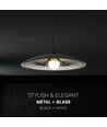 G9 Designer hanglamp - Zwart/wit, metaal en glas, Ø45cm, verstelbare hoogte tot 1,5m, exclusief lichtbron