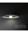 Designer hanglamp - Ø60cm, G9 fitting, zwart/wit metaal en glas, exclusief lichtbron