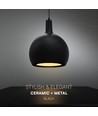 E27 Designer hanglamp, Ø28cm - Zwart, metaal en keramiek, exclusief lichtbron, max 60W