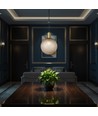 E27 designer pendelophanging - Ø10cm, geborsteld messing en rookglas, exclusief lichtbron