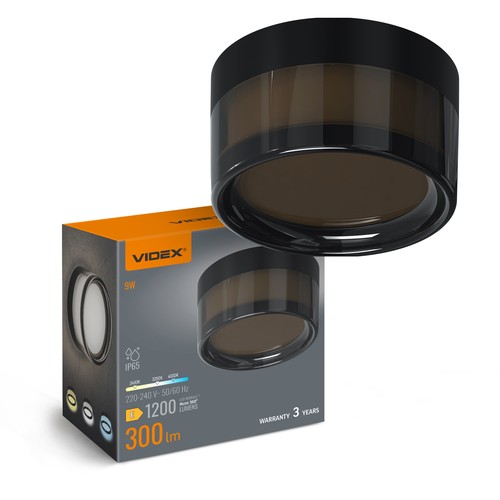 9W Ronde zwarte bulkhead wand/plafondlamp - IP65, CCT, Ø14cm