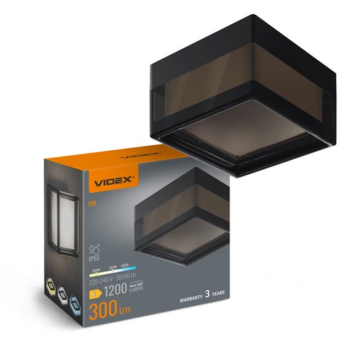 9W LED wand/plafondlamp, RA90 - IP65, 111lm/W, CCT, zwart, bulkhead, binnen / buiten