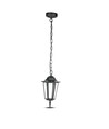 E27 plafondlamp, mat zwart - IP44, aluminium en glas, max 60W, 17x17x84cm, zonder lichtbron