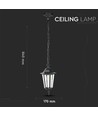 E27 plafondlamp, mat zwart - IP44, aluminium en glas, max 60W, 17x17x84cm, zonder lichtbron