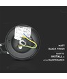 E27 plafondlamp, mat zwart - IP44, aluminium en glas, max 60W, 17x17x84cm, zonder lichtbron