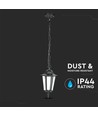E27 plafondlamp, mat zwart - IP44, aluminium en glas, max 60W, 17x17x84cm, zonder lichtbron