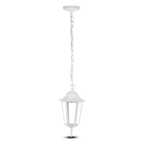 E27 hangende tuinlamp in retro design, wit - IP44 buiten, aluminium, zonder lichtbron