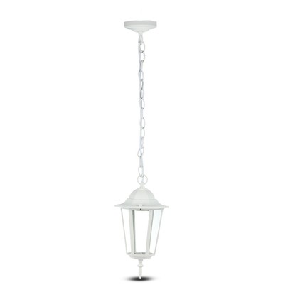 E27 hangende tuinlamp in retro design, wit - IP44 buiten, aluminium, zonder lichtbron