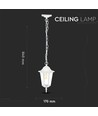 E27 hangende tuinlamp in retro design, wit - IP44 buiten, aluminium, zonder lichtbron
