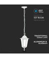 E27 hangende tuinlamp in retro design, wit - IP44 buiten, aluminium, zonder lichtbron