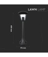 E27 tuinlamp, 60cm - Zwart, IP44, aluminium, voor tuin en paden, zonder lichtbron