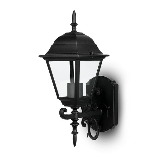 E27 buitenwandlamp / lantaarn - Mat zwart, IP44, opwaarts licht, exclusief lichtbron