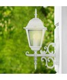 E27 buiten wandlamp, wit - Lantaarn, opwaarts, IP44, aluminium en glas