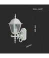 E27 buiten wandlamp, wit - Lantaarn, opwaarts, IP44, aluminium en glas