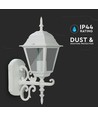 E27 buiten wandlamp, wit - Lantaarn, opwaarts, IP44, aluminium en glas
